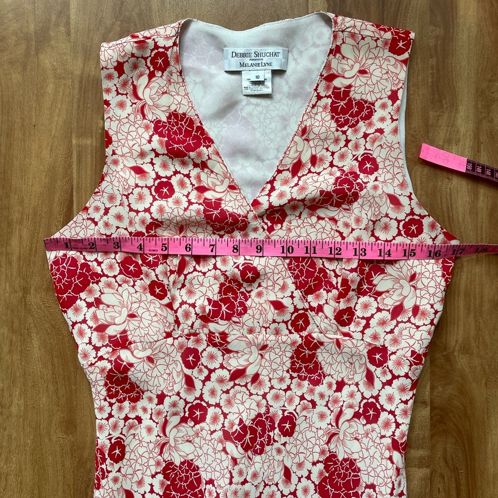 Vintage 90s Red & White Floral Print Maxi Sleeveless V-Neck Slip Dress Sz Small - Picture 9 of 12